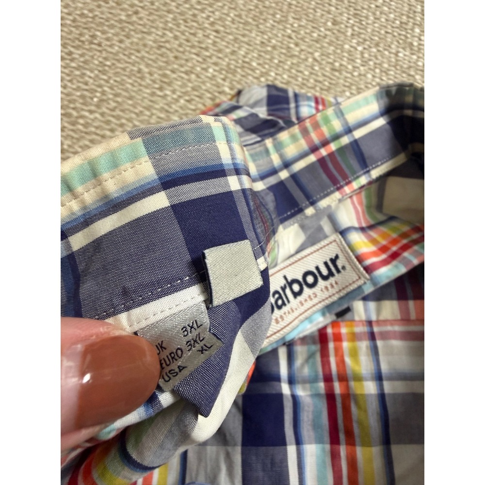 Barbour Mens XL Regular Fit Multi Color Madras Plaid Button Down Shirt preppy - Picture 4 of 7